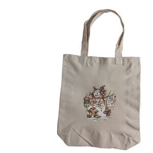 Reusable Canvas Bag Winter Holiday Christmas  Snowmen Melt Your Heart